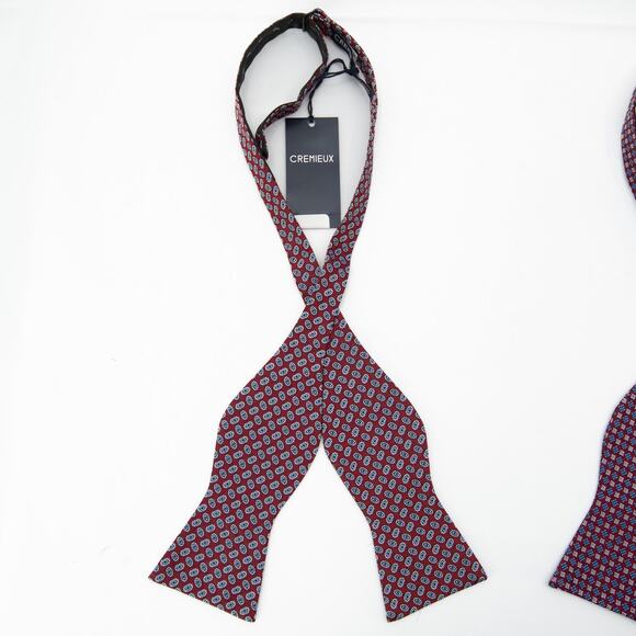Daniel Cremieux Maroon 100% Silk Self Tie Bow Tie Bowtie - Picture 3 of 6
